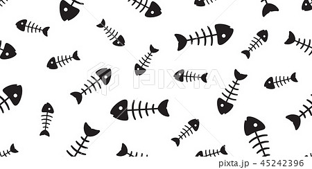 Fish Bone Seamless Pattern Vector Tuna Salmonのイラスト素材