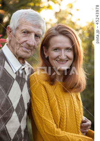 happy family - grandfather and granddaughter happy family - grandfather and granddaughter 45243978