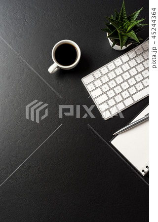 Elegant office desktop. Top view 45244364