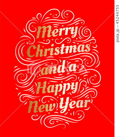Merry Christmas and a Happy New Year hand drawn lettering Merry Christmas and a Happy New Year hand drawn lettering 45244755
