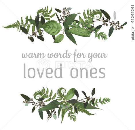 Decorative frame with green forest leaf, fern, Decorative frame with green forest leaf, fern, 45246241