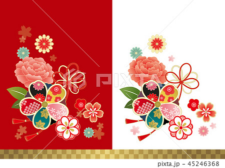 着物柄の花二背景のイラスト素材 45246368 Pixta