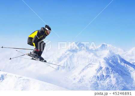 Jumping skier at mountains Jumping skier at mountains 45246891