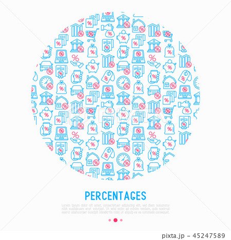 Percentages concept in circle with thin line icon 45247589