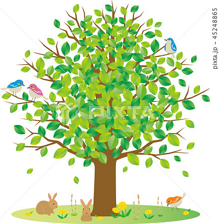 Fresh Green Tree Small Animal Stock Illustration