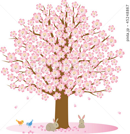 Cherry Tree Small Animals Stock Illustration