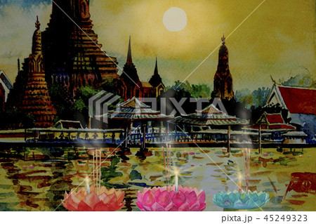 Wat Arun Temple at sunset in bangkok Thailand. Wat Arun Temple at sunset in bangkok Thailand. 45249323