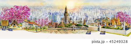Panorama view famous landmarks in Thailand. 45249328