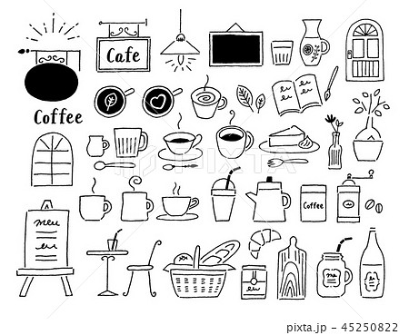 Cafe Various Hand Drawn Stock Illustration