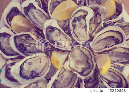 oysters with lemon oysters with lemon 45250898