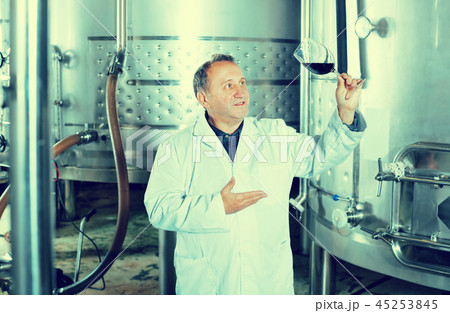 Mature male with glass of wine Mature male with glass of wine 45253845