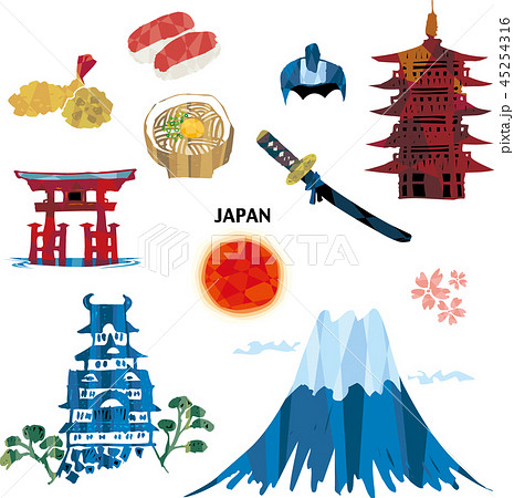 外国から見た日本のイメージのイラスト素材