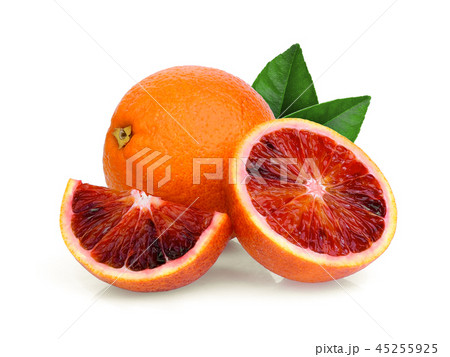 whole and half with slice blood orange with green  45255925