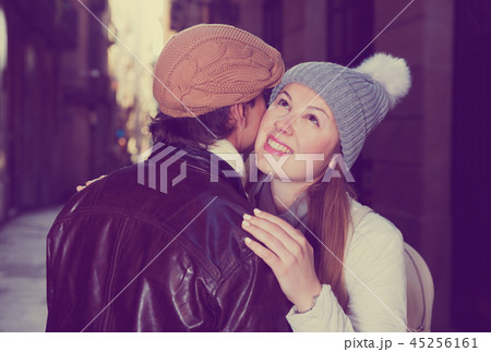 Man and woman hugging at the streets Man and woman hugging at the streets 45256161