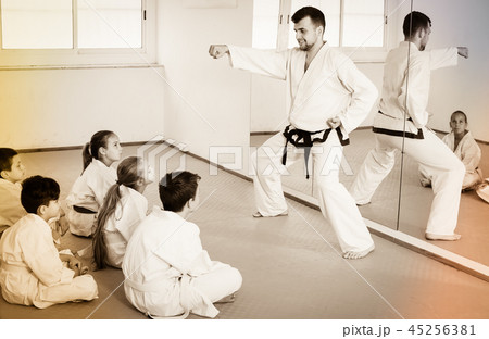 Man training new karate moves 45256381