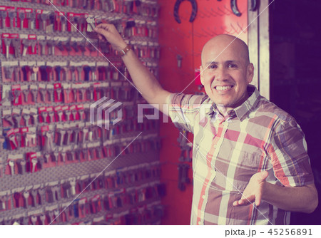 handyman posing with door keys handyman posing with door keys 45256891