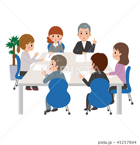 会議をする　男女　ビジネスマン　ビジネスウーマン　イラスト 45257604