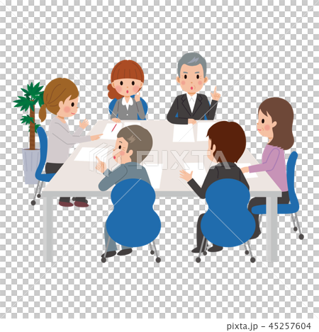 会議をする　男女　ビジネスマン　ビジネスウーマン　イラスト 45257604