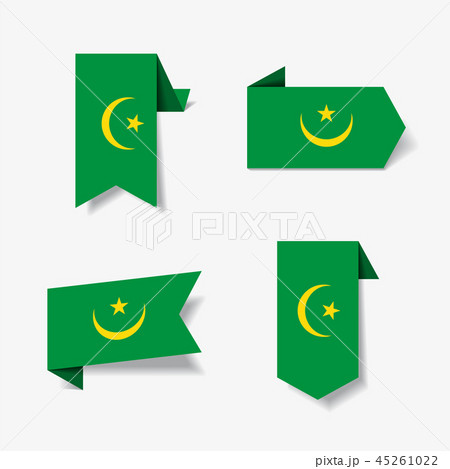 Mauritanian flag stickers and labels. Vector illustration. 45261022