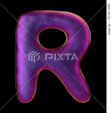 Letter R made of natural purple snake skin texture isolated on black. Letter R made of natural purple snake skin texture isolated on black. 45261368