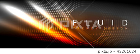 Neon glowing fluid wave lines, magic energy space light concept, abstract background wallpaper 45261624