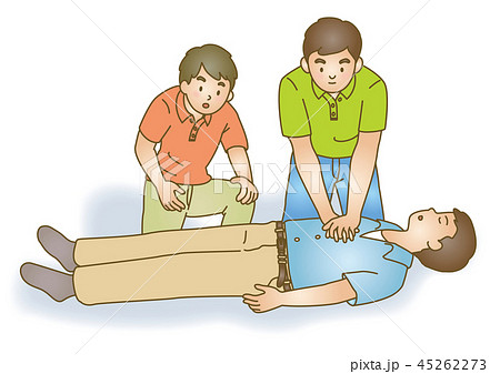 応急手当イラスト81：救急蘇生法・胸骨圧迫 45262273