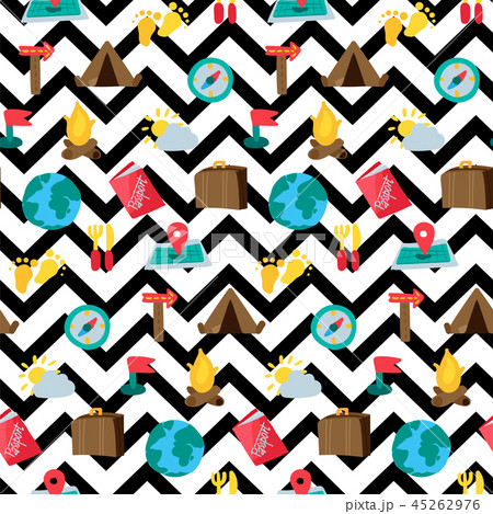 Cartoon travelling and camping seamless pattern 45262976