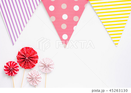 Colourful paper flag with red and white paper fan Colourful paper flag with red and white paper fan 45263130