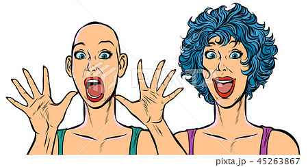 Woman bald and with hair, human health problems Woman bald and with hair, human health problems 45263867