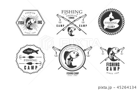 Fishing premium camp since 1965 logo design, wildlife, travel, adventure retro labels vector 45264134