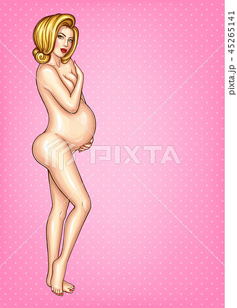 pop art young naked pregnant woman 45265141