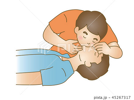 応急手当イラスト84：救急蘇生法・人工呼吸 45267317