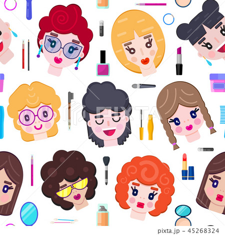 pattern with girls faces 45268324