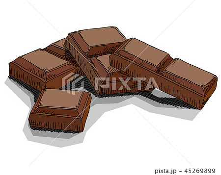 Pieces of black and white chocolate bar, sketch style vector illustration  isolated on white background. Hand drawn chocolate bar broken into pieces,  appetizing realistic drawing Stock Vector | Adobe Stock