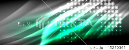Liquid neon flowing waves, glowing light lines background 45270365