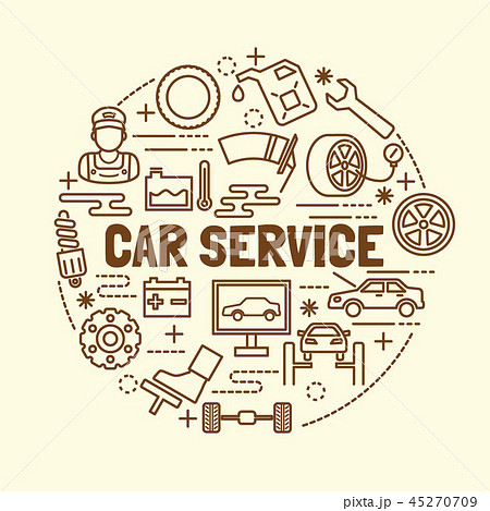 car service minimal thin line icons set 45270709