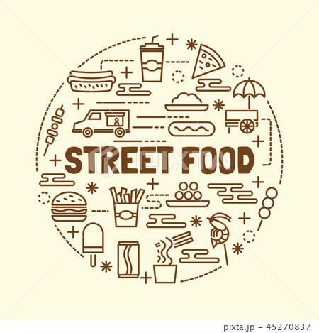 street food minimal thin line icons set 45270837