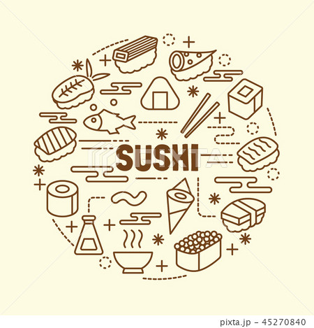 sushi minimal thin line icons set 45270840