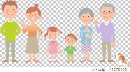 Family of six people front side by side 45270965