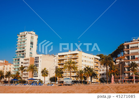 coastal area, beach and hotels in Lloret De Mar.  45271085
