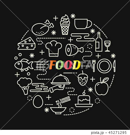 food colorful gradient with line icons set food colorful gradient with line icons set 45271295