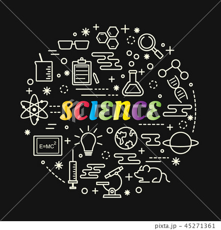 science colorful gradient with line icons set 45271361