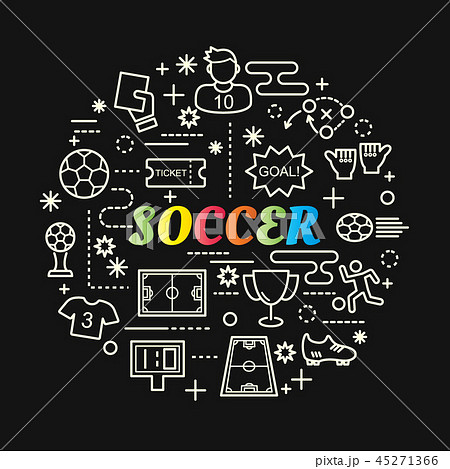 soccer colorful gradient with line icons set 45271366