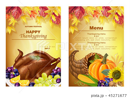 Happy thanksgiving menu coupons Vector realistic Happy thanksgiving menu coupons Vector realistic 45271677