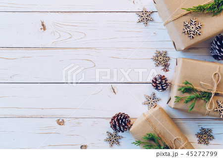 Homemade wrapped christmas gift box presents Homemade wrapped christmas gift box presents 45272799