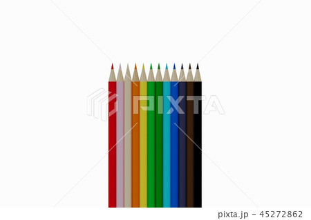 綺麗に並べられた12色の色鉛筆 45272862