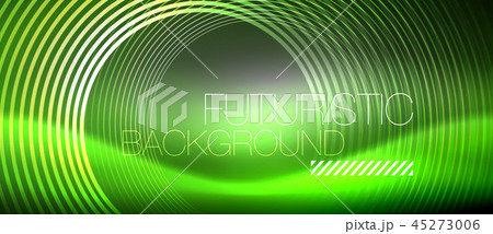 Neon circles abstract background, shiny lines 45273006