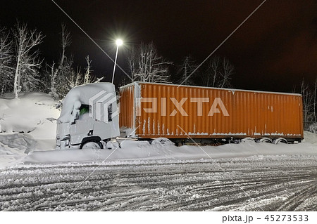Cargo Truck In Snow 45273533