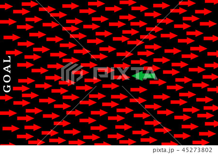 Red arrows and green arrow in opposite direction Red arrows and green arrow in opposite direction 45273802