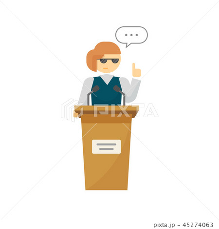 Spokeswoman on podium vector isolated, cartoon woman near tribune speaking Spokeswoman on podium vector isolated, cartoon woman near tribune speaking 45274063